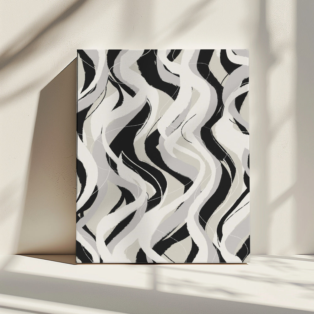 Curved Monochrome Waves | Canvas