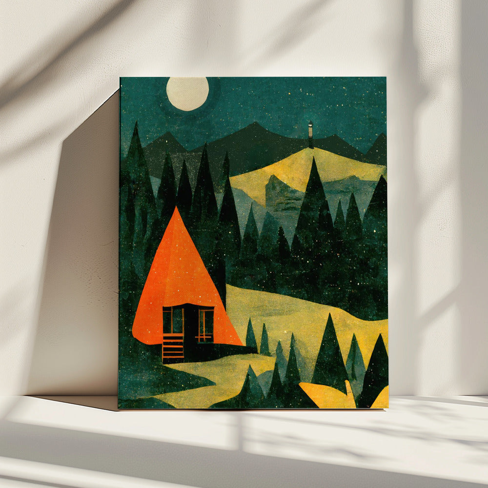 Moonlit Cabin Dream | Canvas