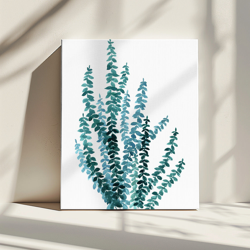 Watercolor eucalyptus branch in teal | Canvas