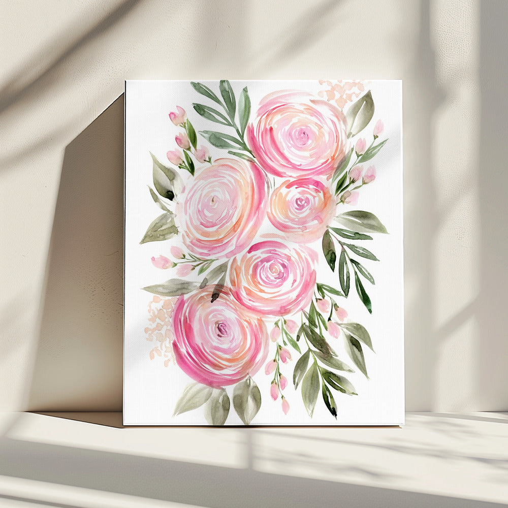 Begonia pink ranunculus bouquet | Canvas