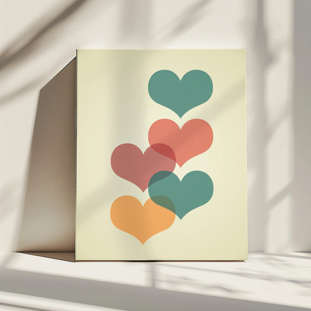Mid century hearts I | Canvas