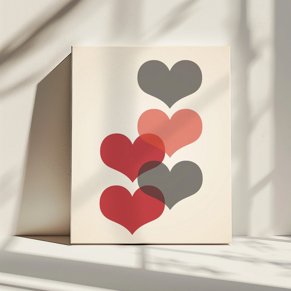 Mid century hearts in red | Canvas