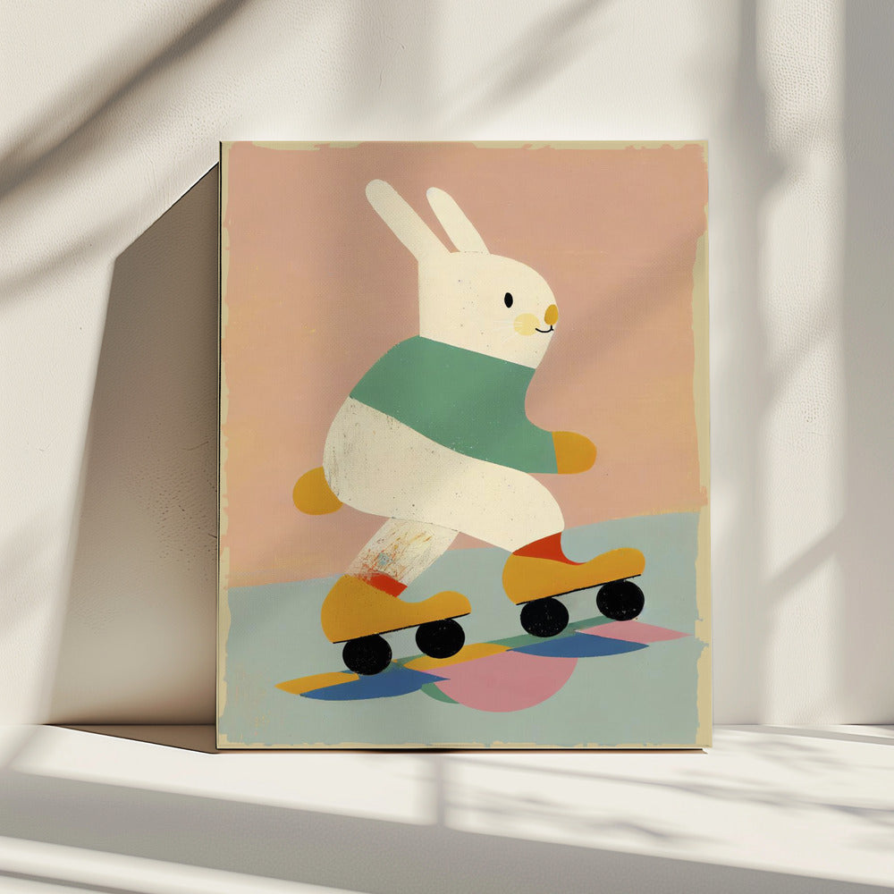 Bunny on Skates | Canvas