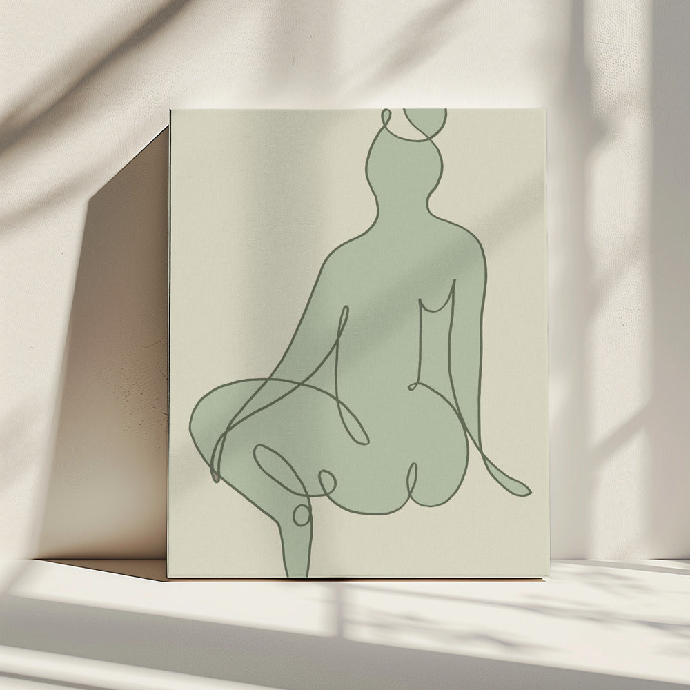 Sitting Down Green | Canvas