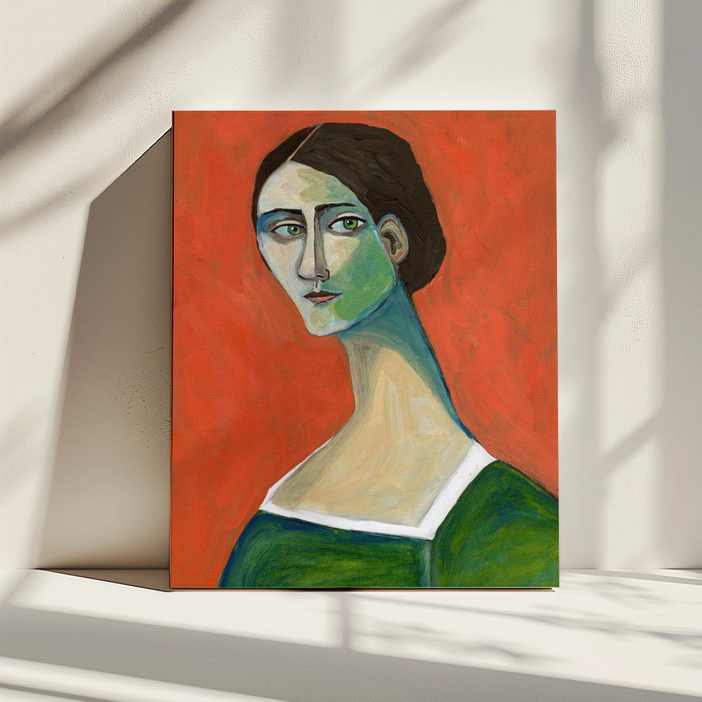 Vintage woman in green | Canvas