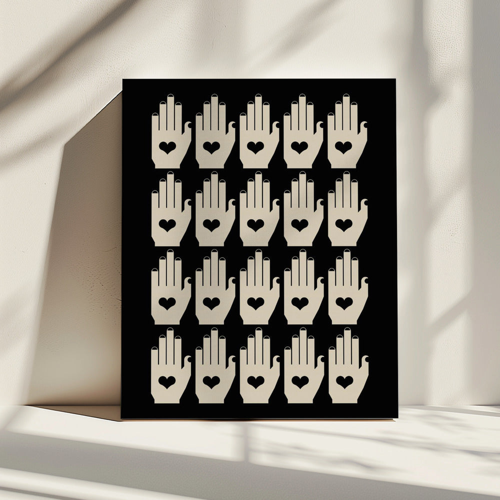 Retro Hands Black | Canvas