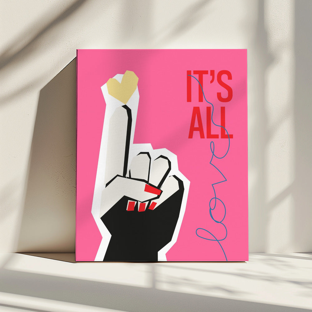 It's All Love Hand Pink | Canvas