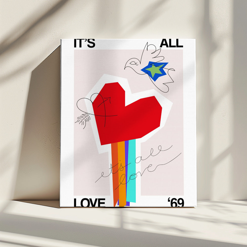 It's All Love '69 Heart Greige | Canvas