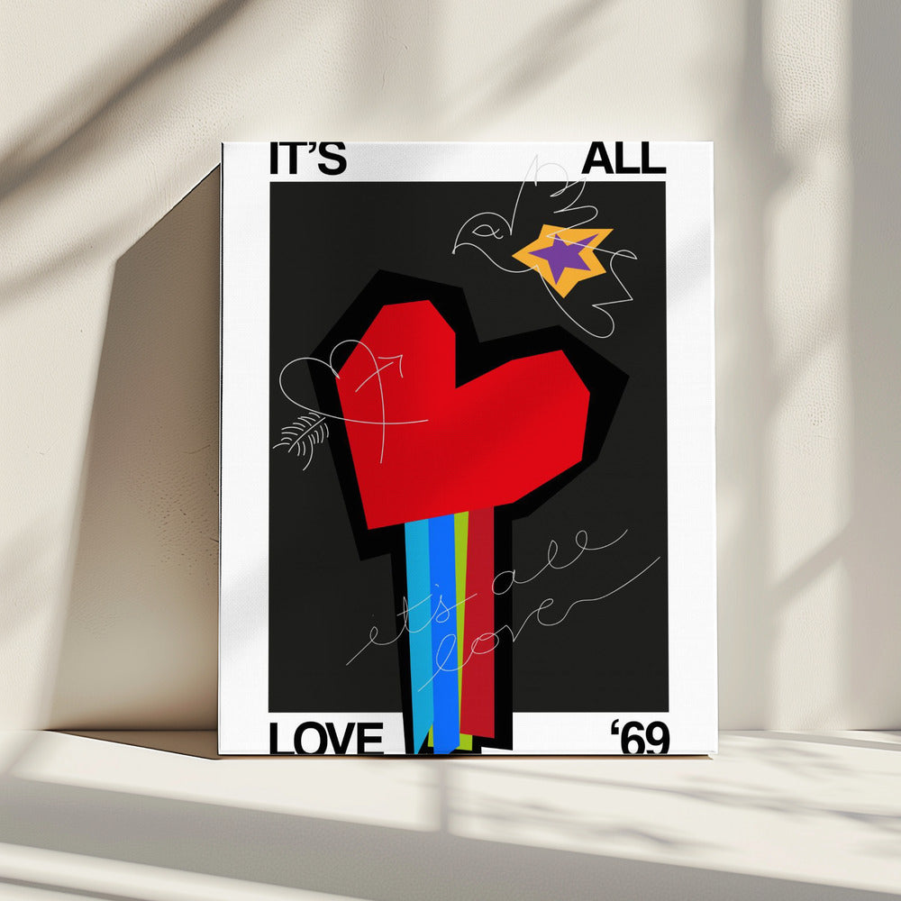 It's All Love Heart Grey | Canvas