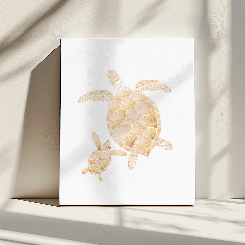 Gold white turtles | Canvas