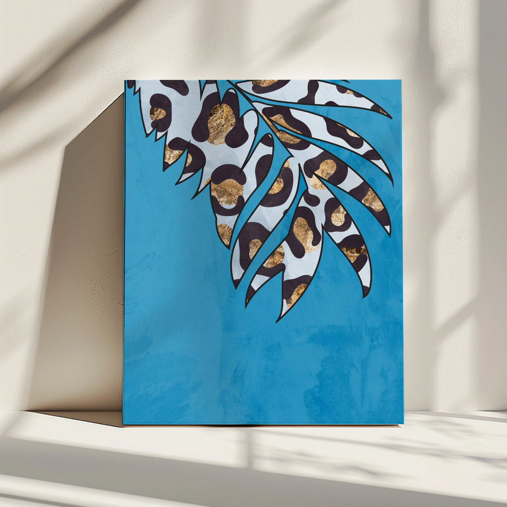 Blue leopard print animal leaf | Canvas