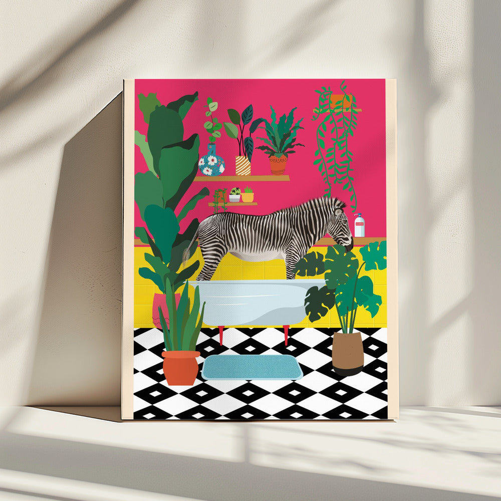 Zebra Bathtime | Canvas