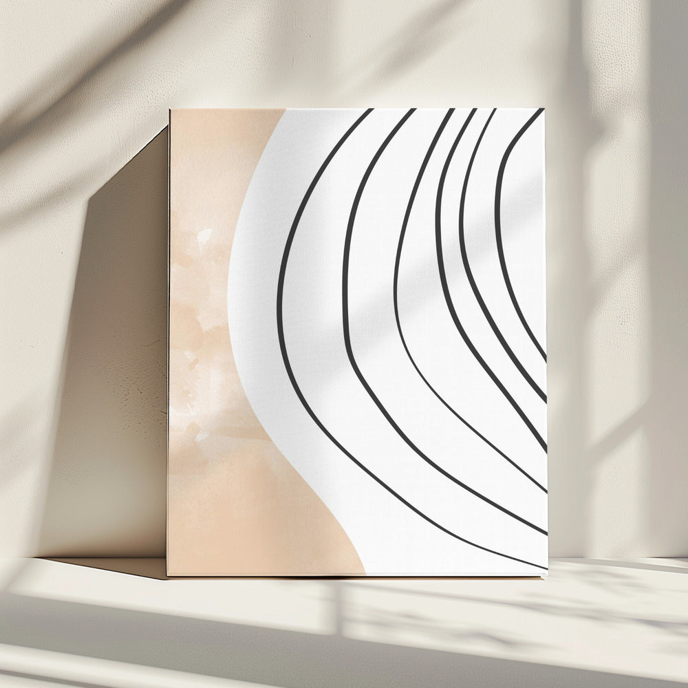 Beige Black Line Art | Canvas
