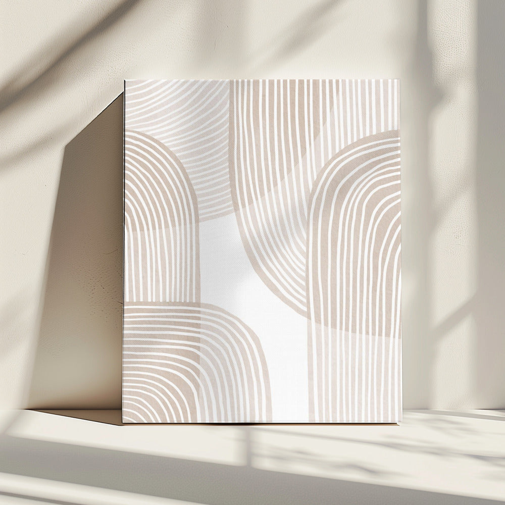 Abstract Beige Line Art | Canvas