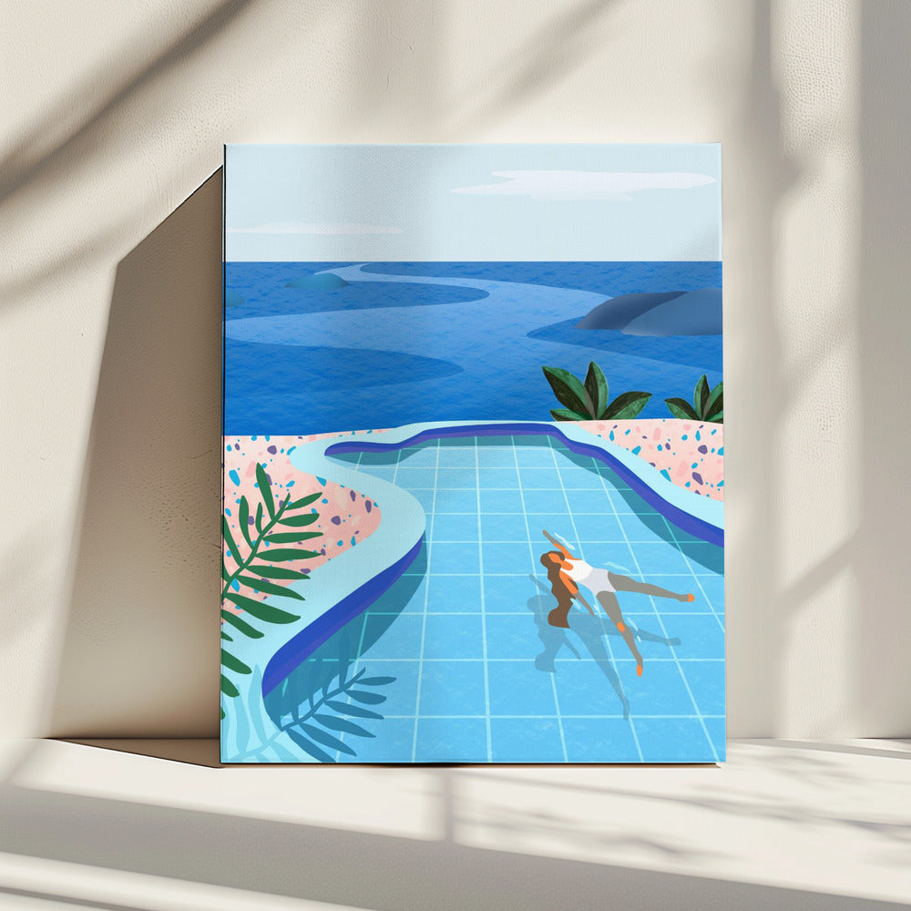 Girl in Pool | Canvas