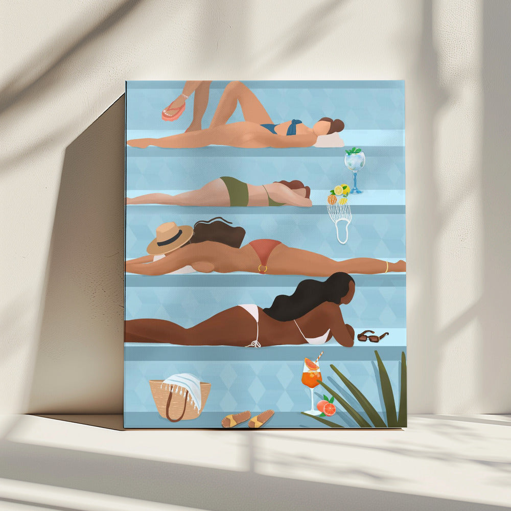 Ladies by the pool | Canvas
