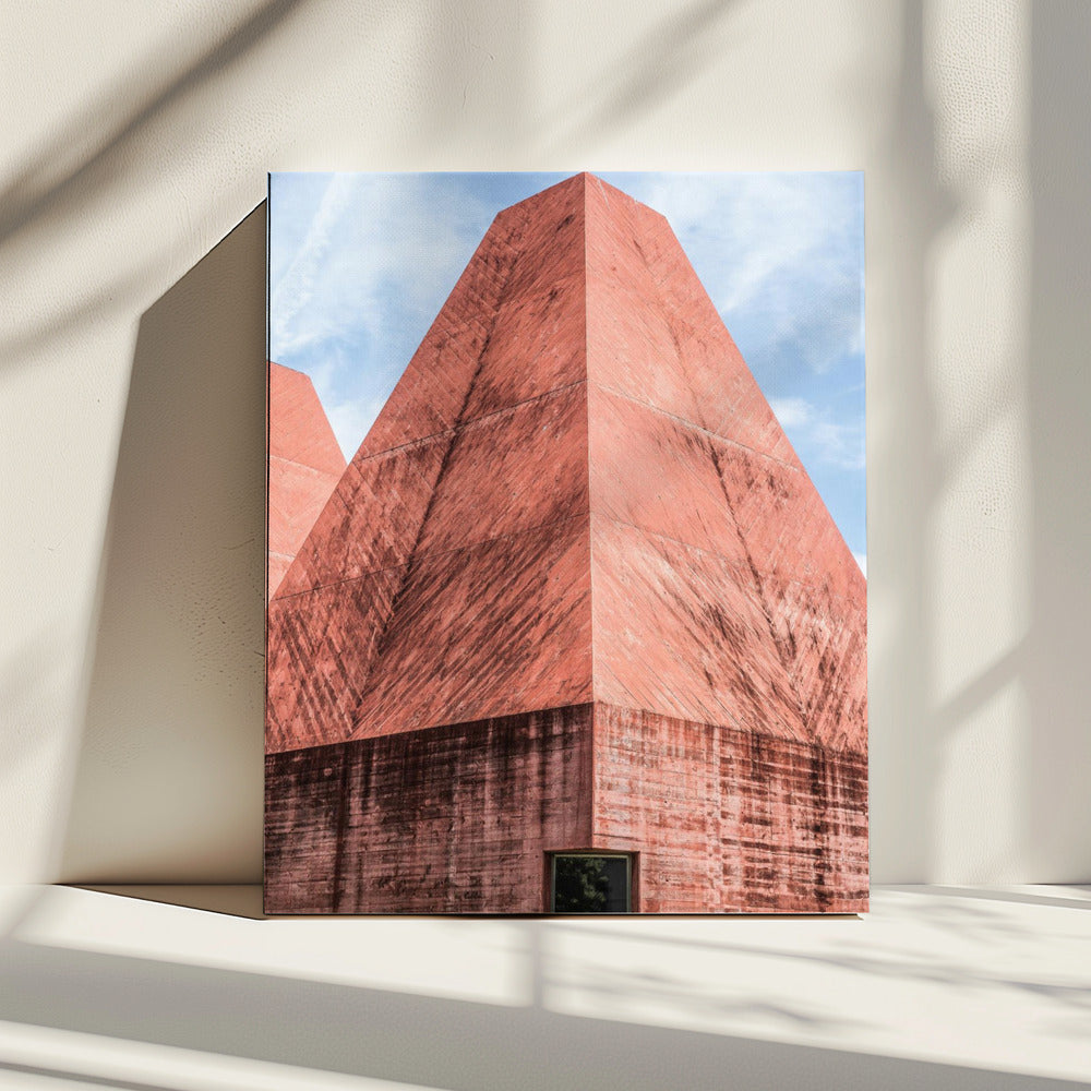 Crimson Geometric Tower | Canvas