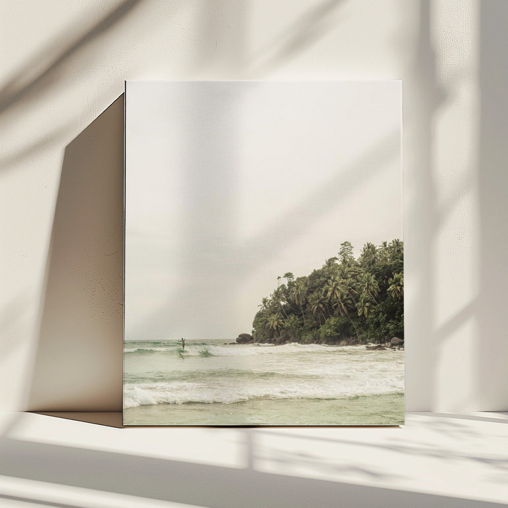 Tranquil Beach Scene With Lush Palm Trees | Canvas