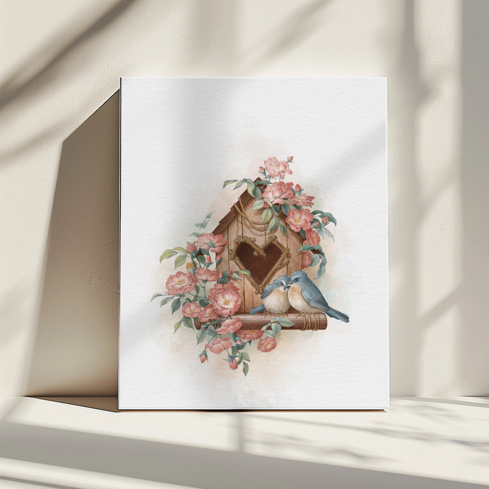 Bird House and rose | Canvas