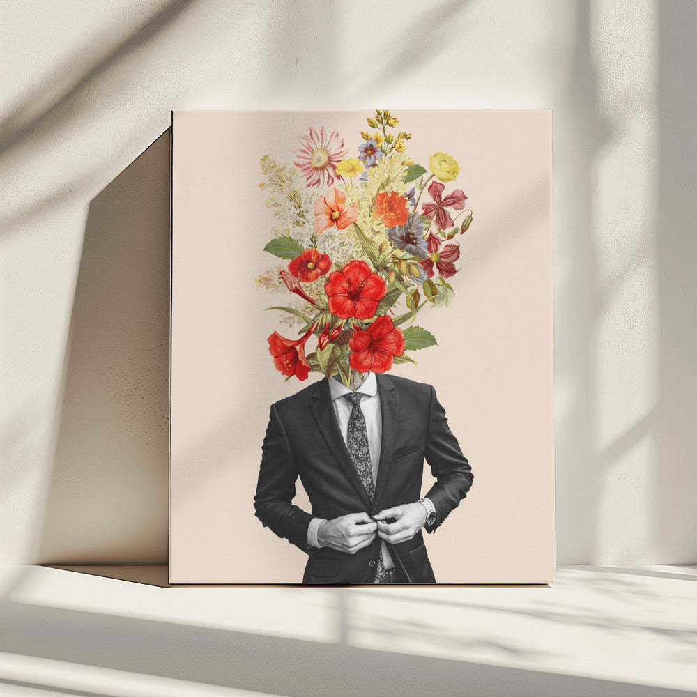 Man In Red Flowers | Canvas