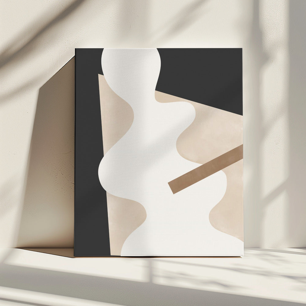Beige Graphic Curves Art | Canvas