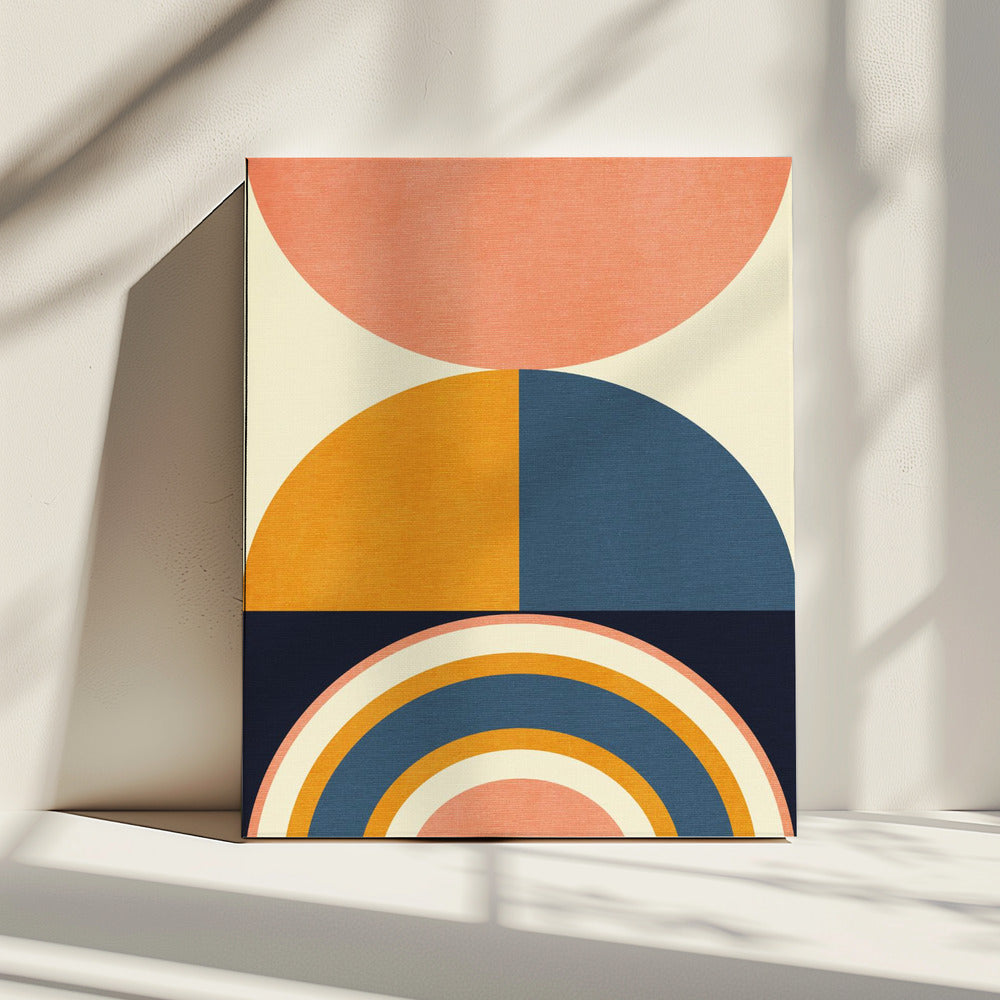 Rainbow Plus Shapes  Blue Mustard10 | Canvas