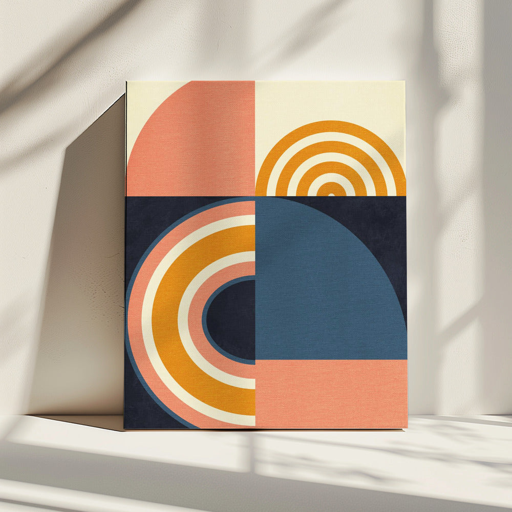 Rainbow Plus Shapes  Blue Mustard9 | Canvas