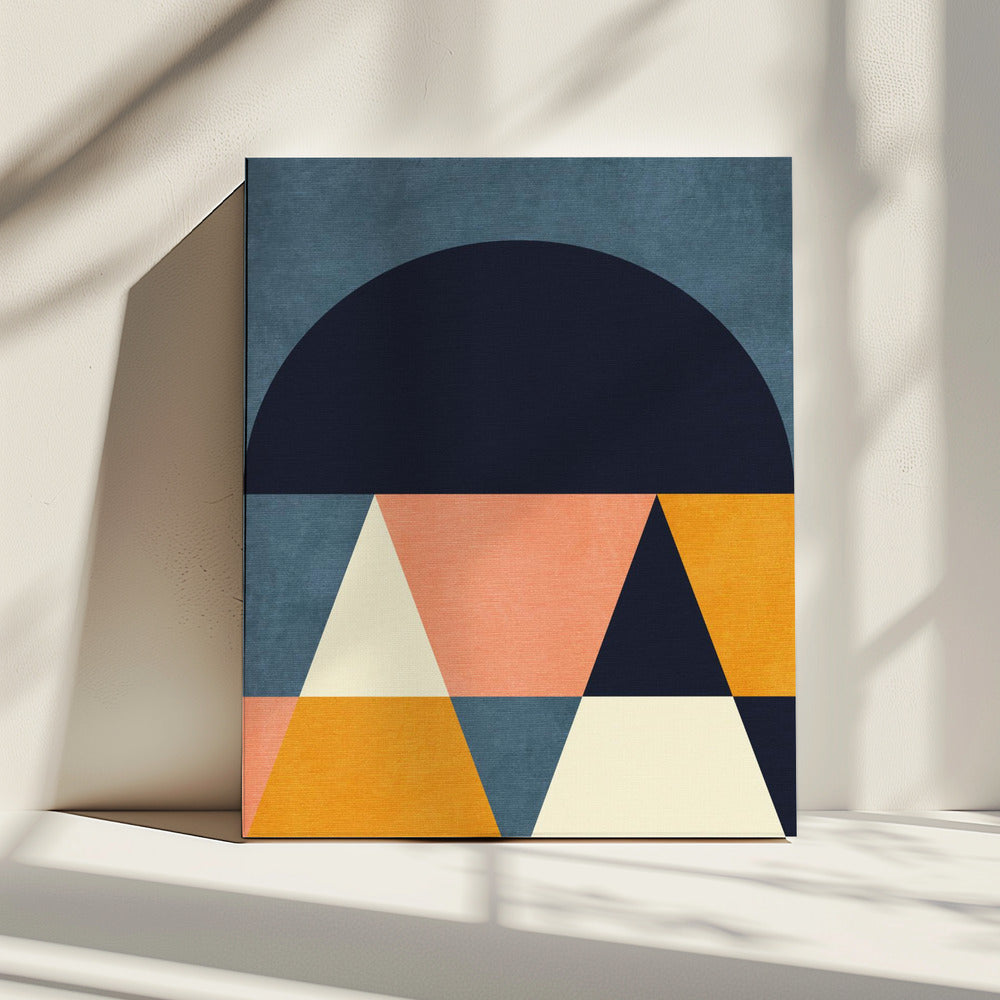Rainbow Plus Shapes  Blue Mustard4 | Canvas