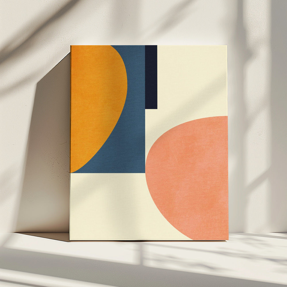 Rainbow Plus Shapes  Blue Mustard1 | Canvas