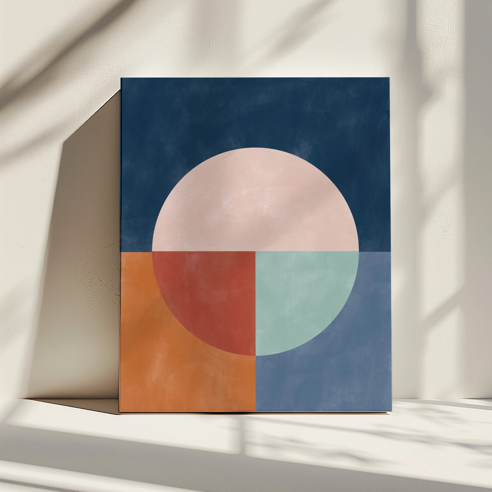 Geometric Abstraction With A Large Pastel Circle | Canvas