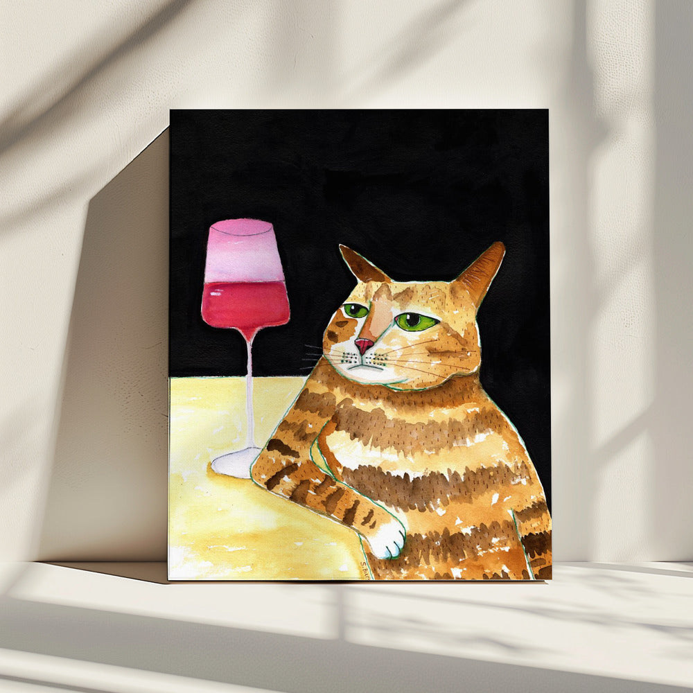 Cat Friday Night Drinks Wine Funny Cat Humour | Canvas