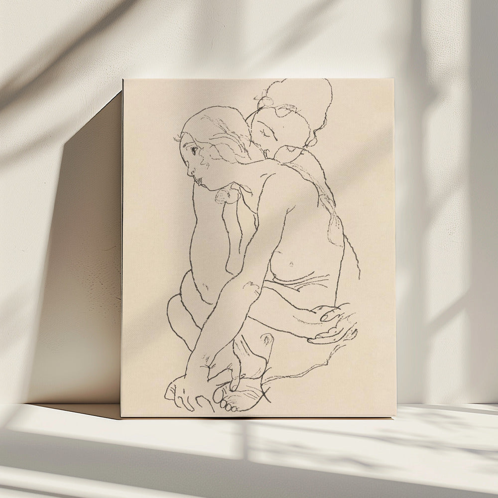 Woman and Girl Embracing 1918 | Canvas