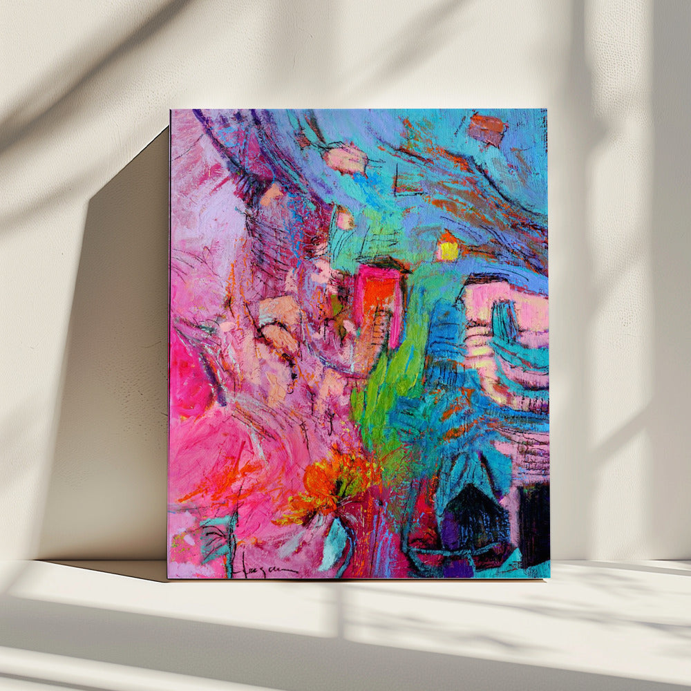 My Pink Cottage in the Garden | Canvas