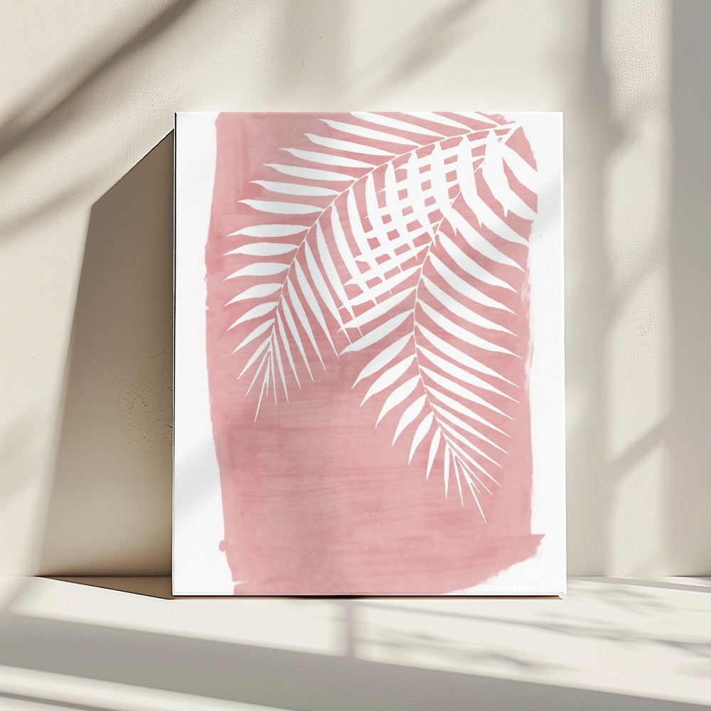 Pink Palm Leaves Foliage Silhouette | Canvas