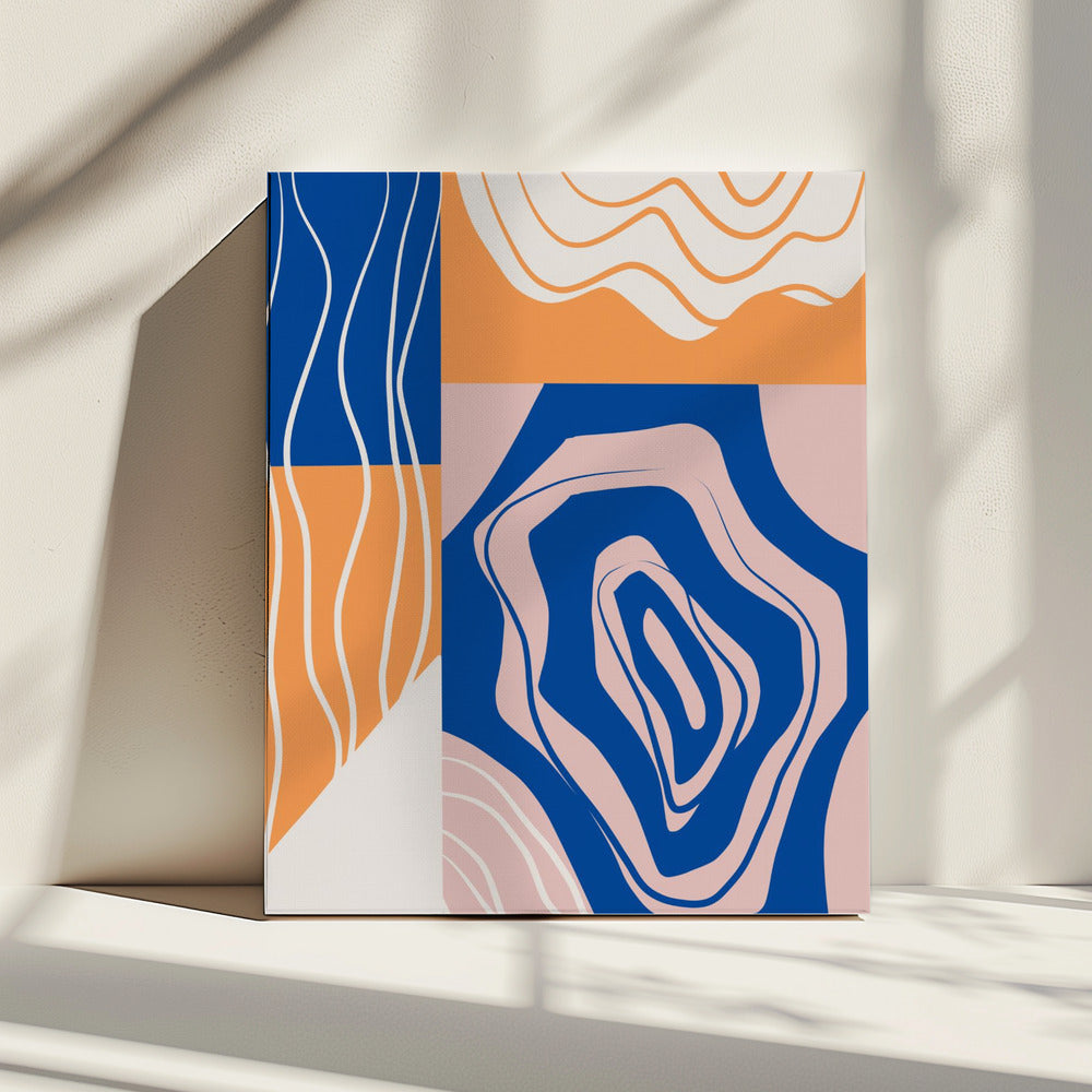 Abstract Collage In Blue and Orange | Canvas