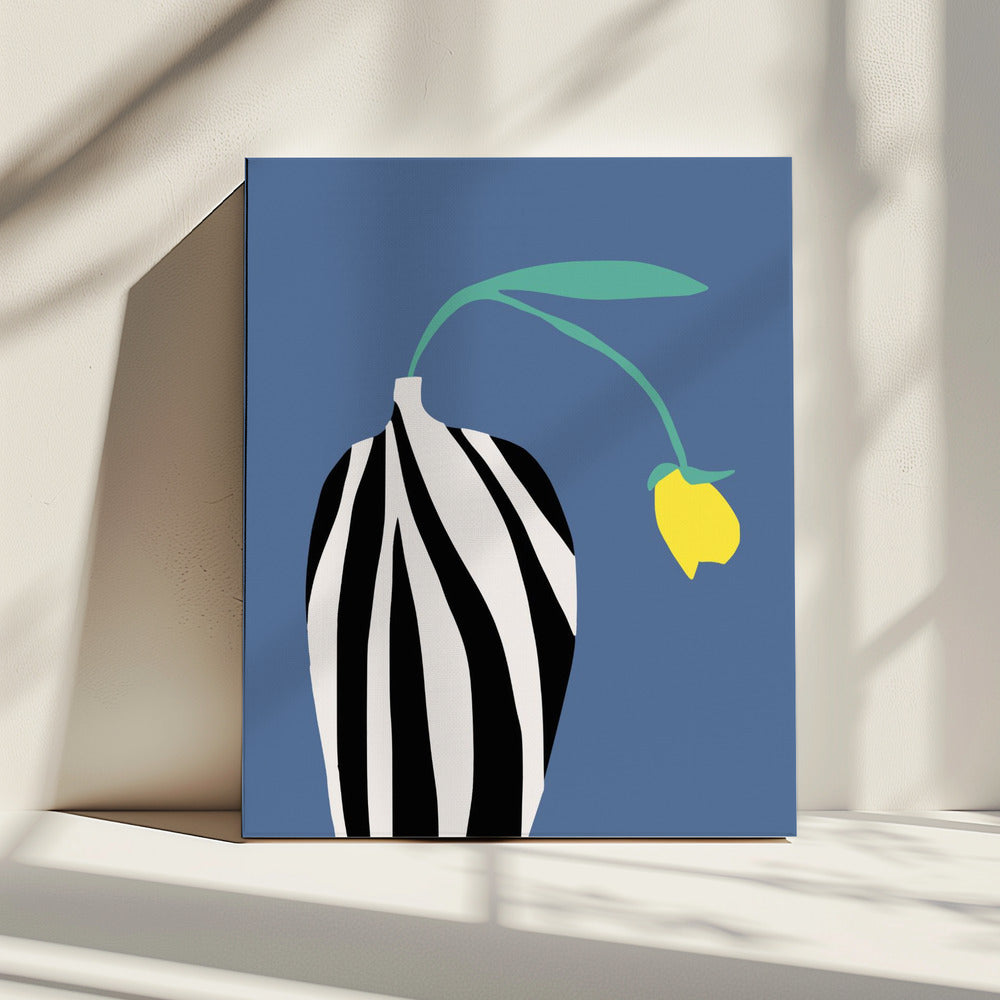 Tulip In Zebra Striped Vase | Canvas