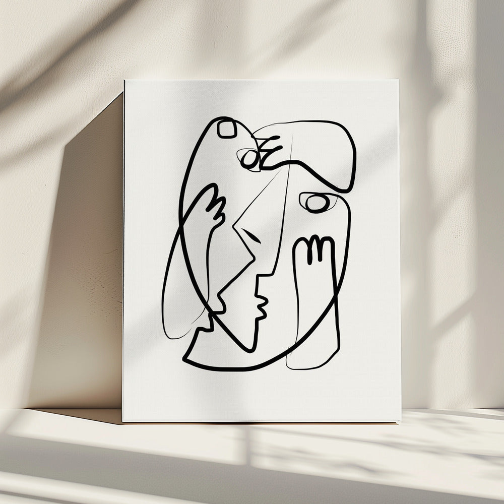 Entwined Faces In A Minimalist Style | Canvas