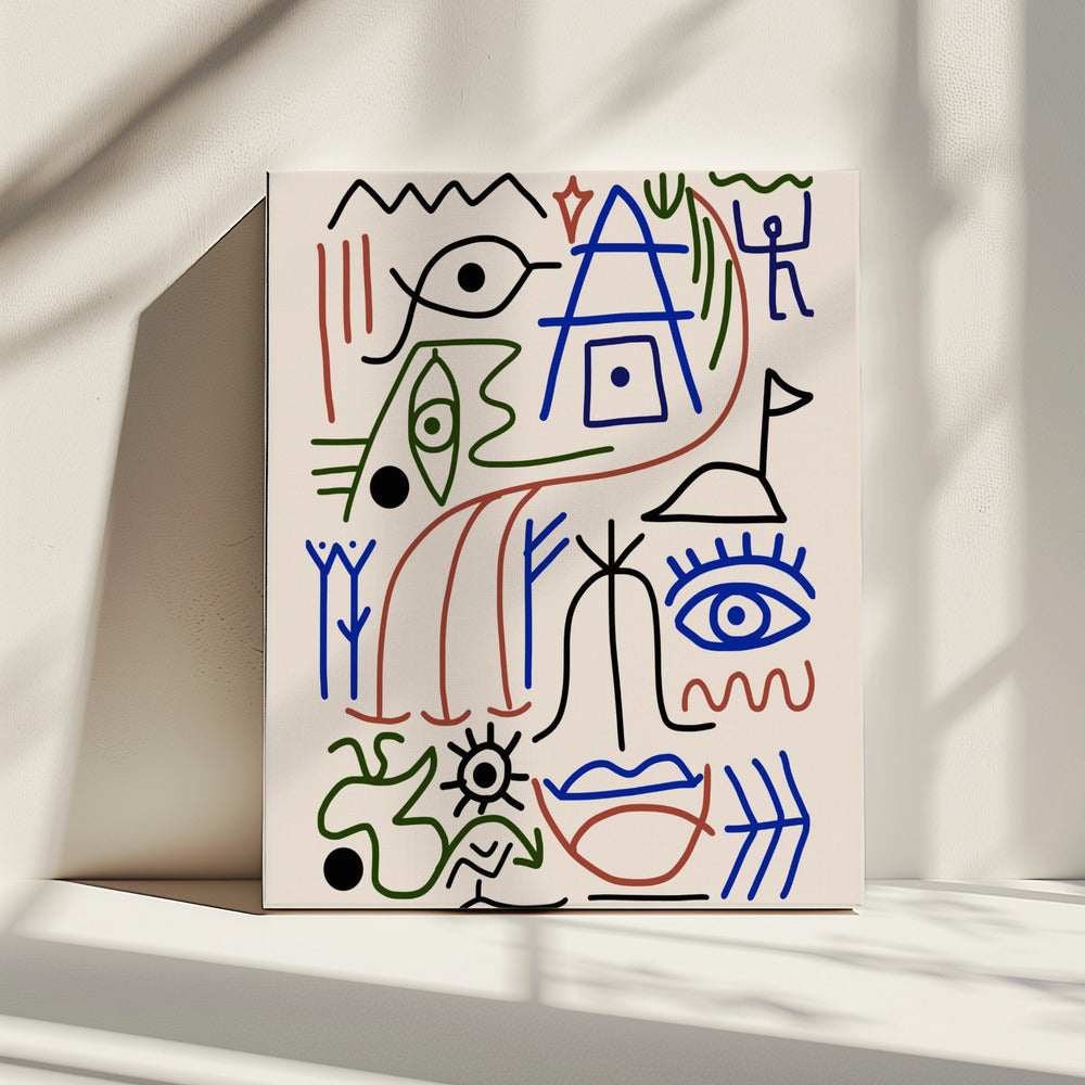 Line Art Bizarre Ancient Symbol | Canvas