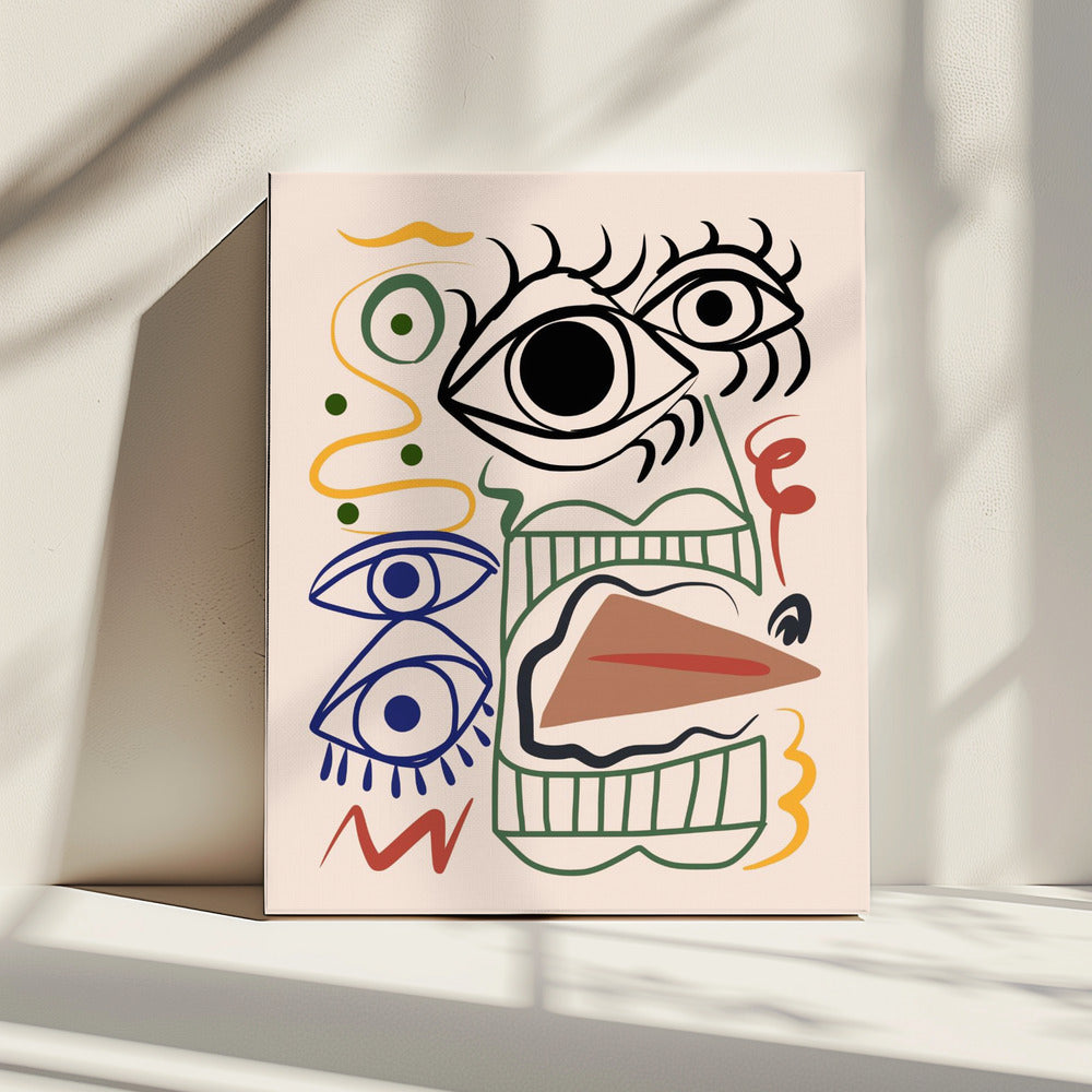 Line Art Bizarre Totem | Canvas