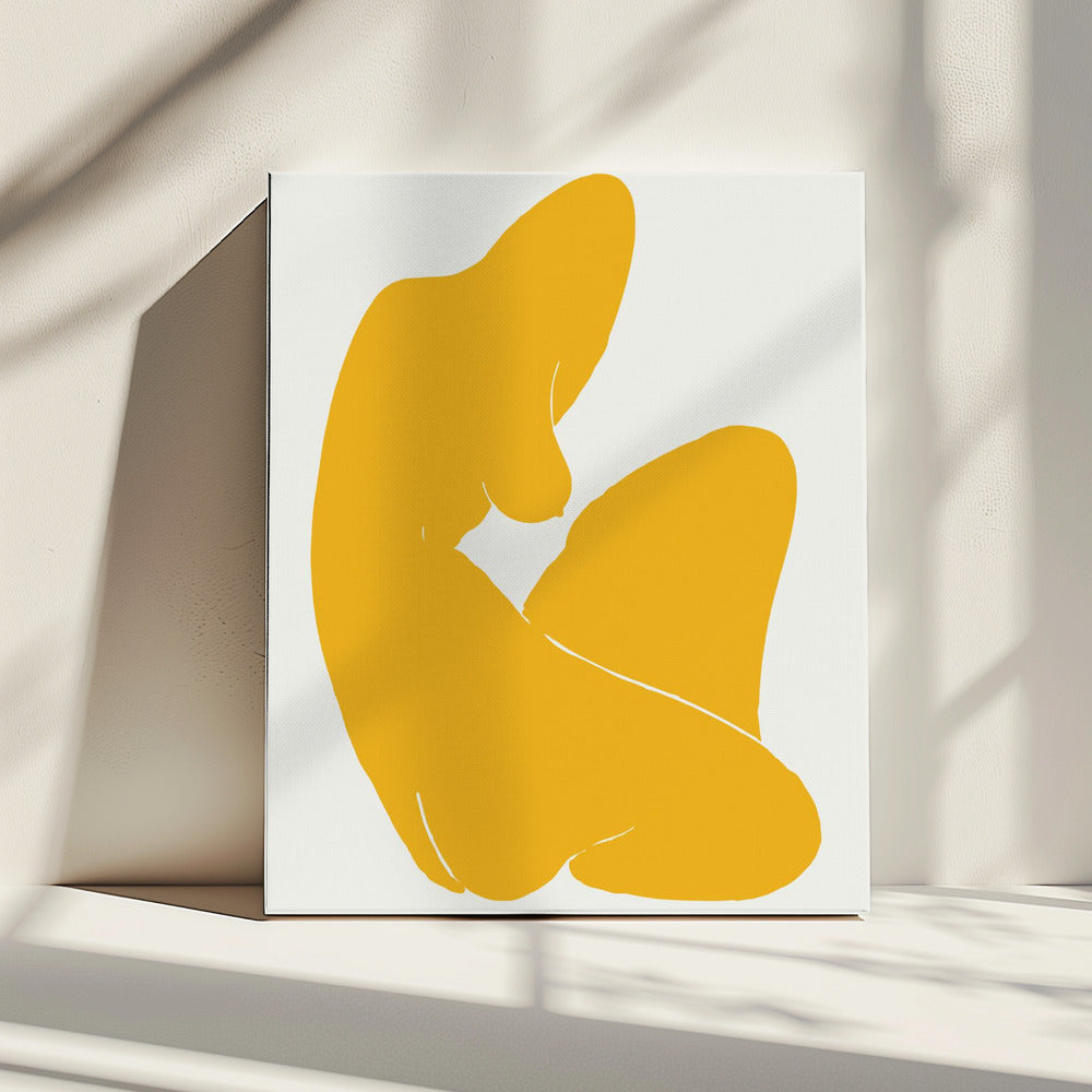 Yellow Silhouette Of A Female Figure | Canvas