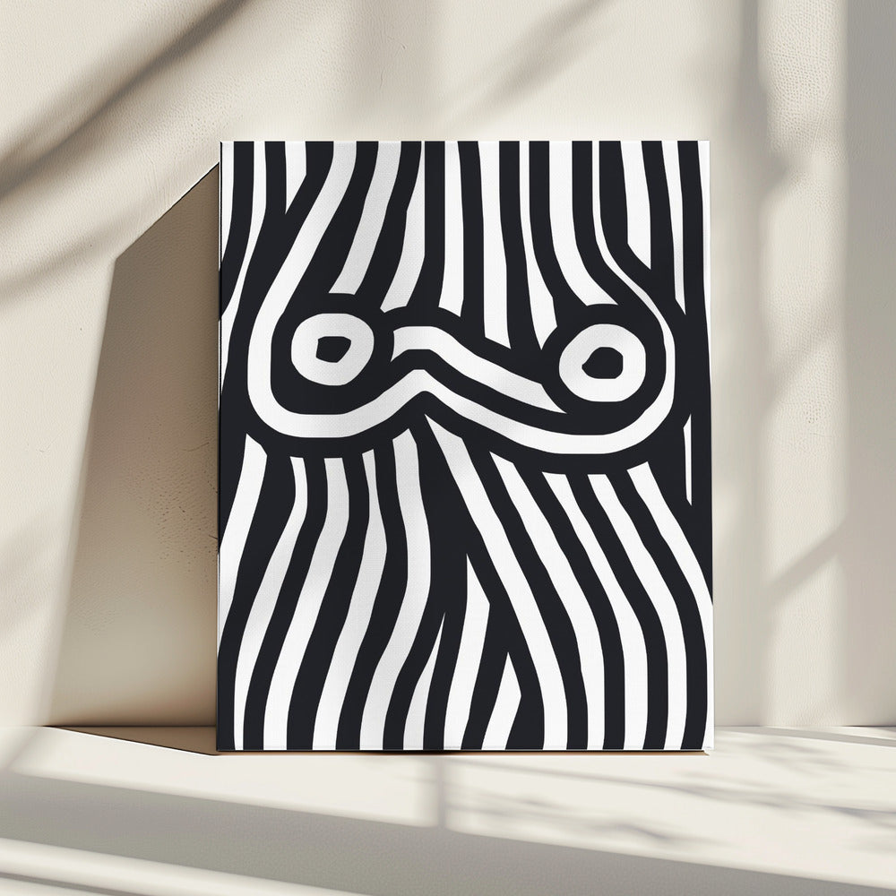 Black and White Striped Nude | Canvas