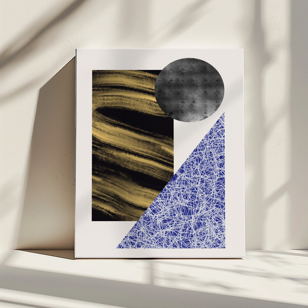 Geometric Shapes With A Black And Gold Textured | Canvas