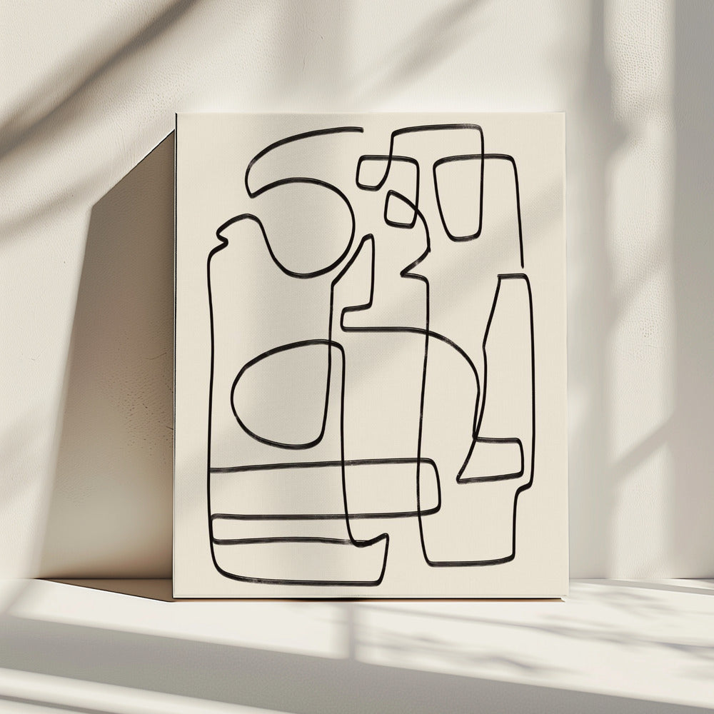 Warm Abstract Line Art Study | Canvas