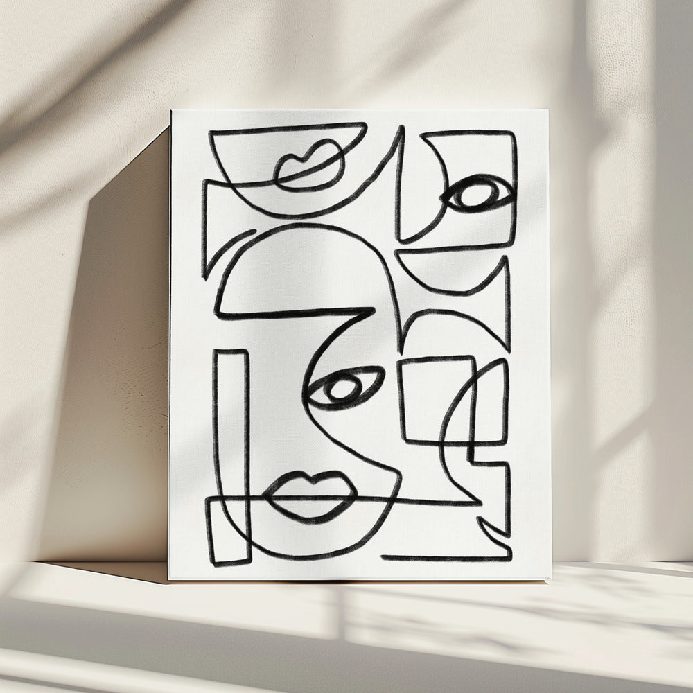 Abstract Line Art Faces | Canvas