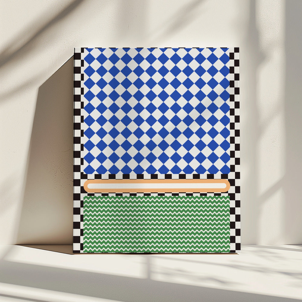 Geometric Pattern With Blue And White Diamonds | Canvas