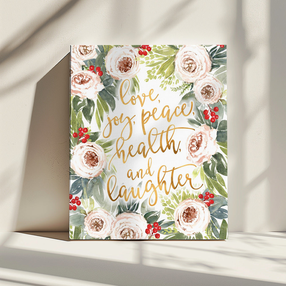 Holiday wishes with roses and berries | Canvas