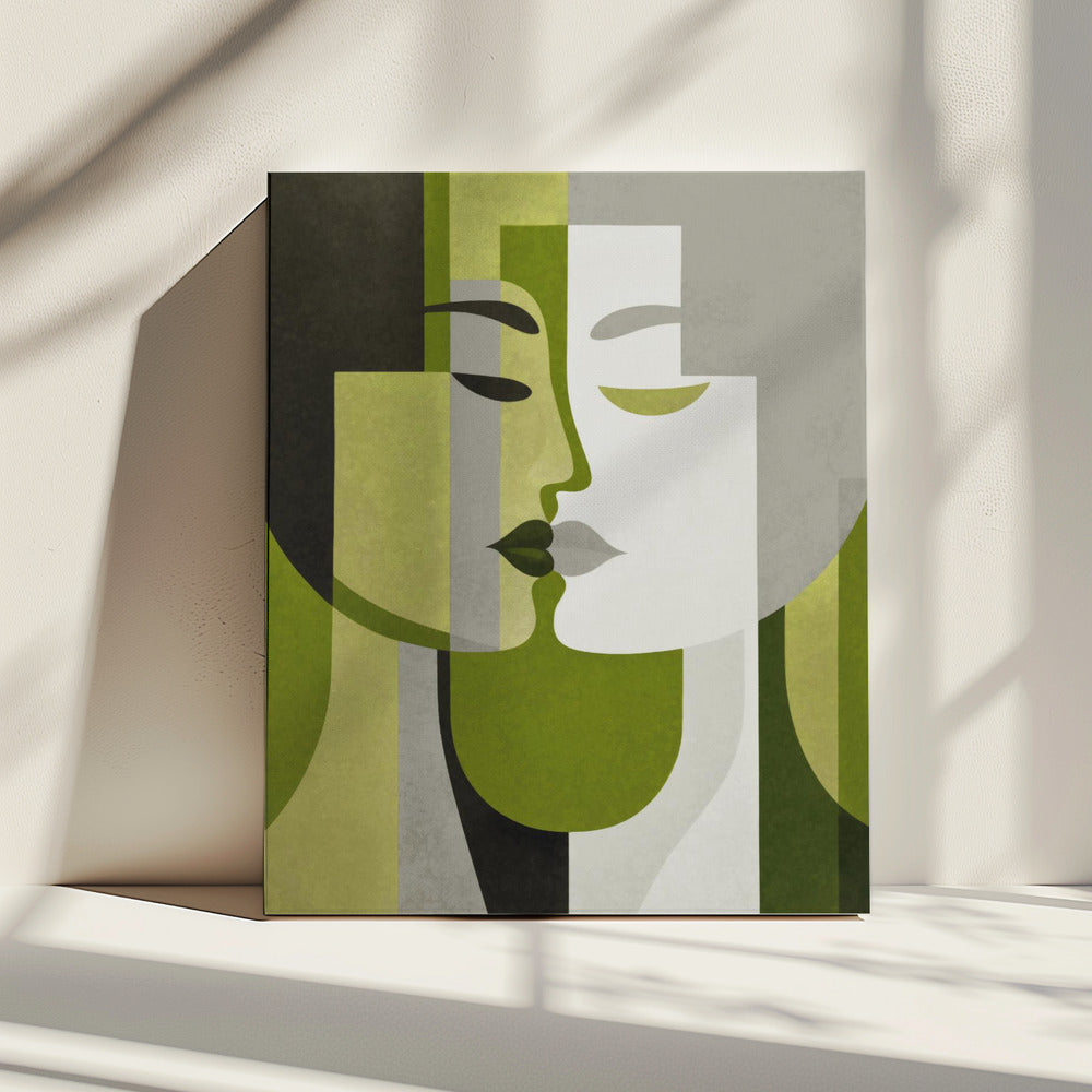 Kiss Me Green Grey | Canvas