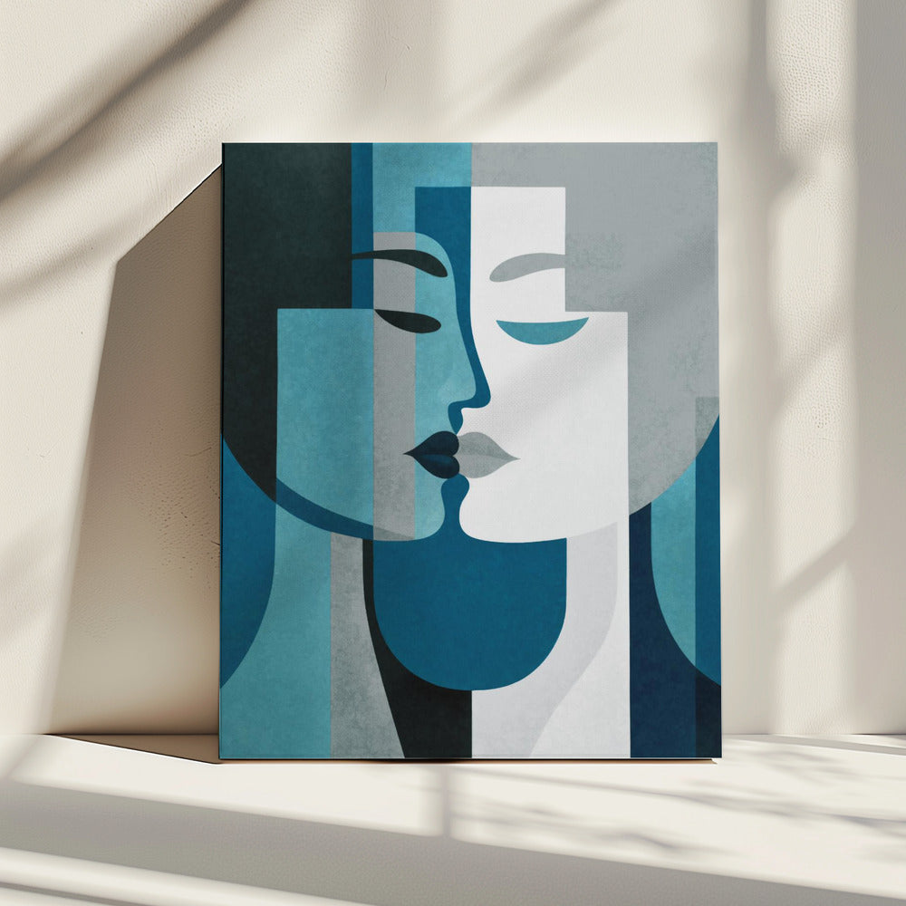 Kiss Me Teal Grey | Canvas