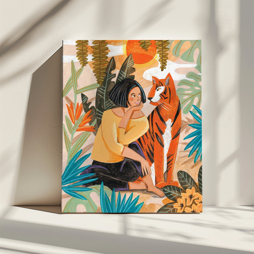Woman with Tiger | Canvas