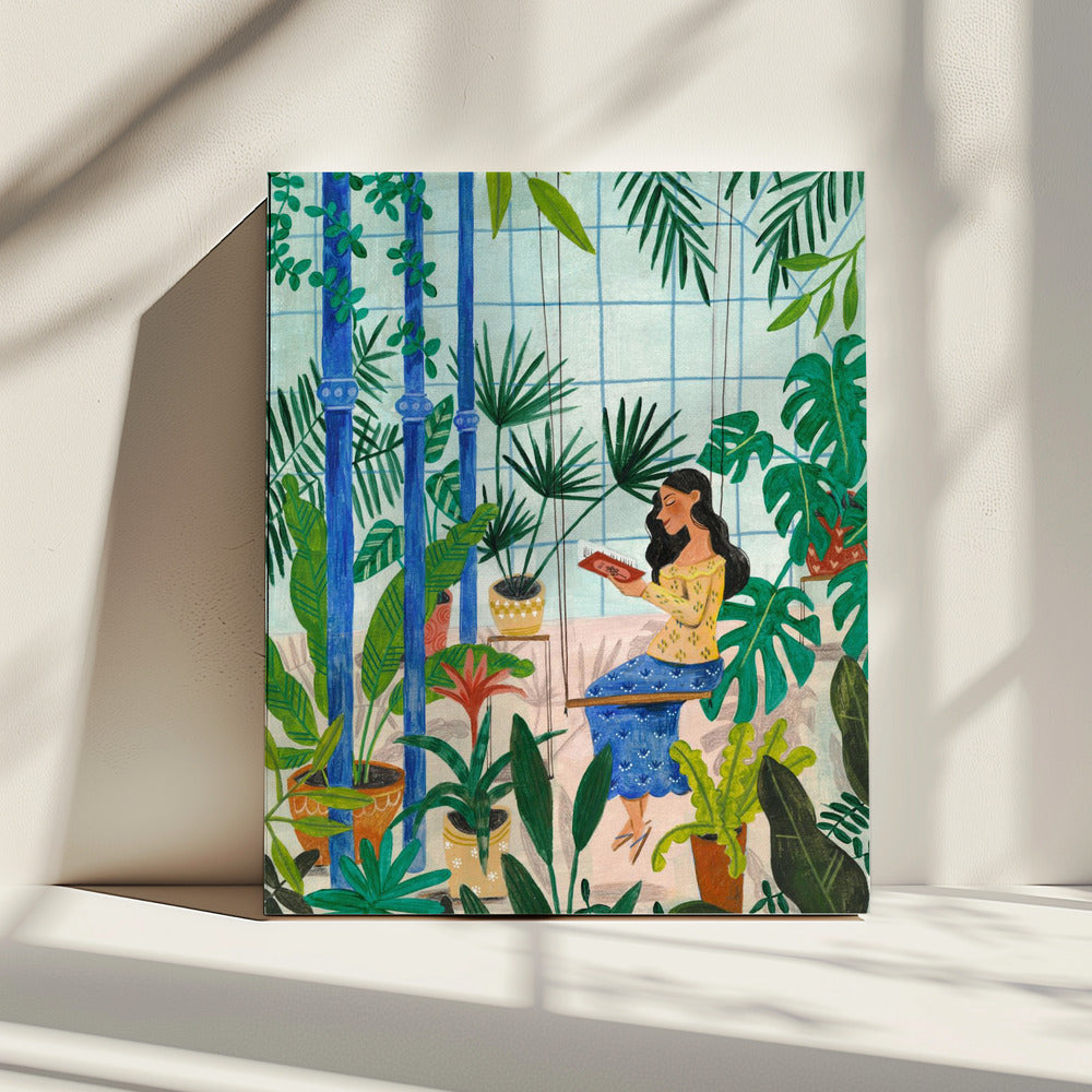 Reading in the plant greenhouse | Canvas